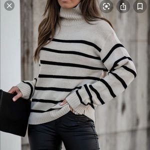 Vici mock neck striped sweater